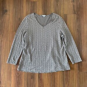 Habitat Geometric Textured Tunic Top Black & White Women’s XL Lagenlook